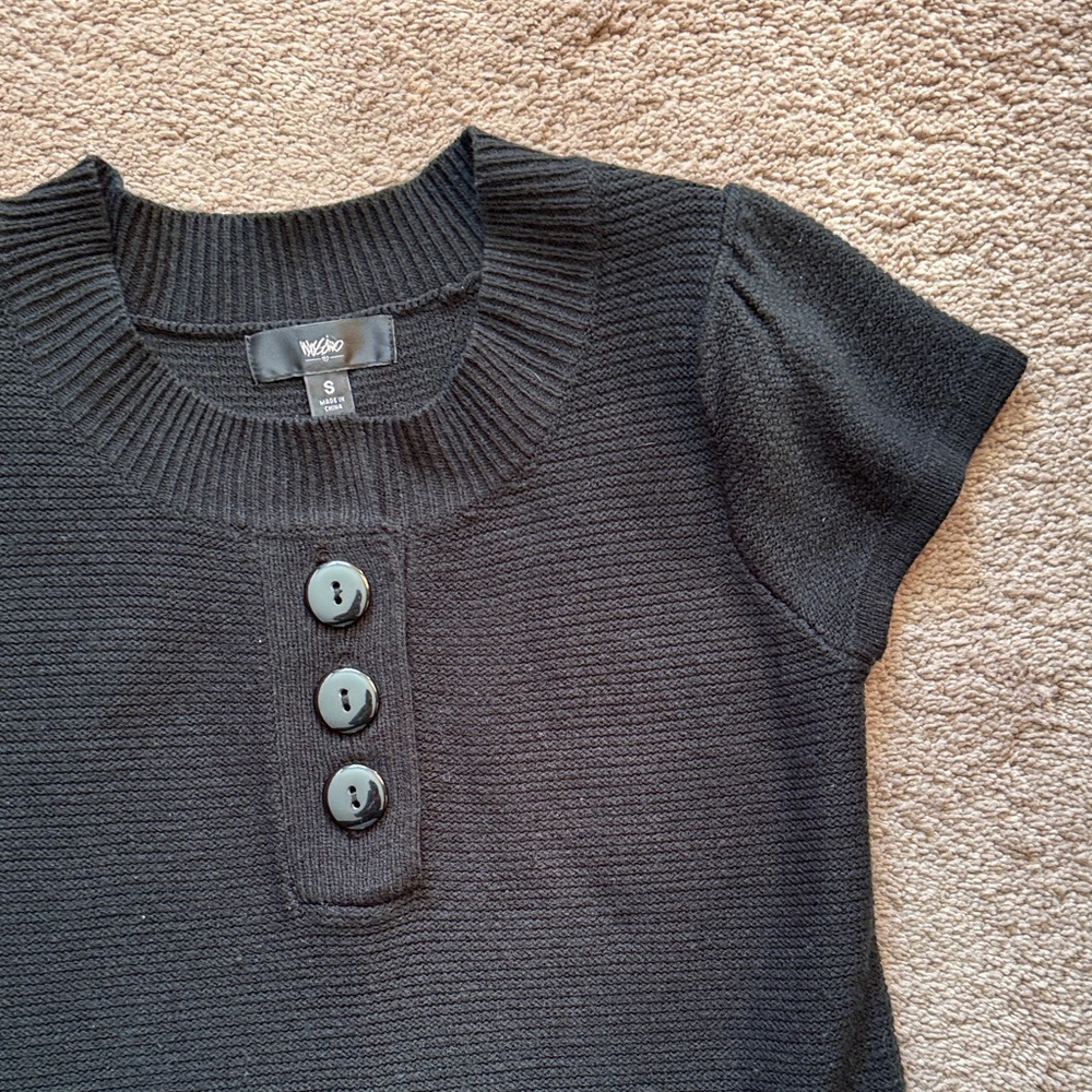 Mossimo Supply Co. Women’s Black Button-Front Knit Sweater Dress. Size Small - Picture 5 of 12